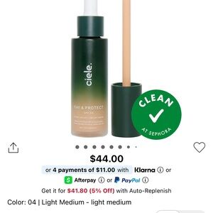 BRAND NEW NWT Ciele Tint & Protect SPF 50 Foundation - Light Medium